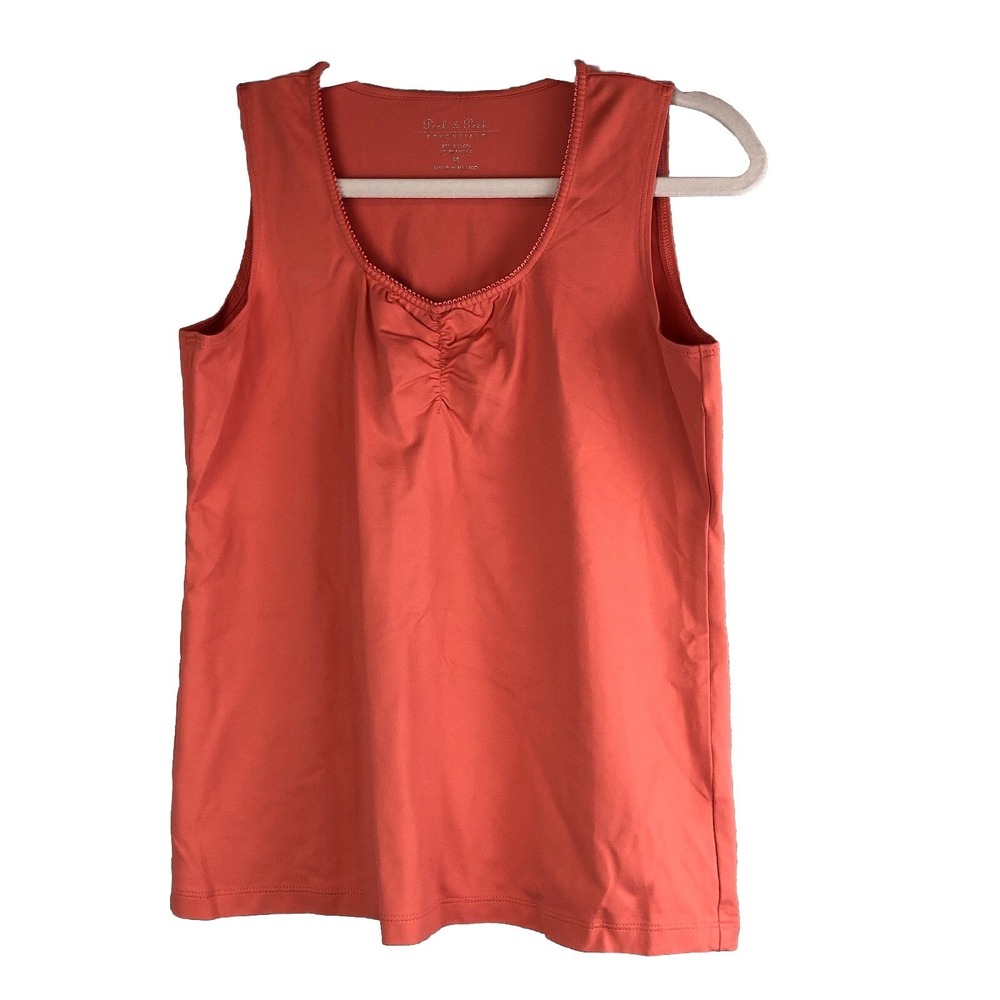 Peck & Peck Essentials Womens Tank Top Size Medium Salmon Pink Stretchy Basic
